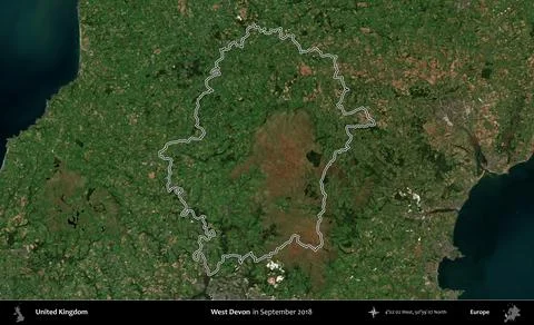 West Devon outlined, United Kingdom. Sentinel. September 2018 스톡 일러스트