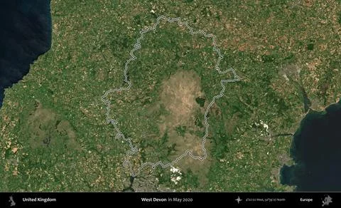 West Devon outlined, United Kingdom. Sentinel. May 2020 스톡 일러스트