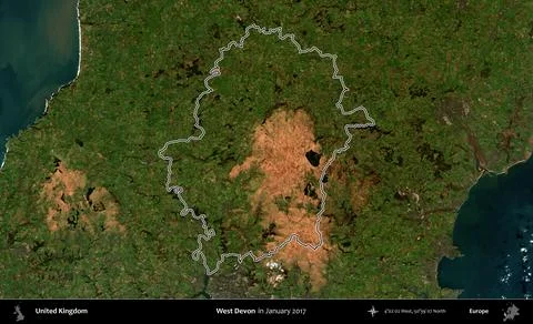 West Devon outlined, United Kingdom. Sentinel. January 2017 스톡 일러스트
