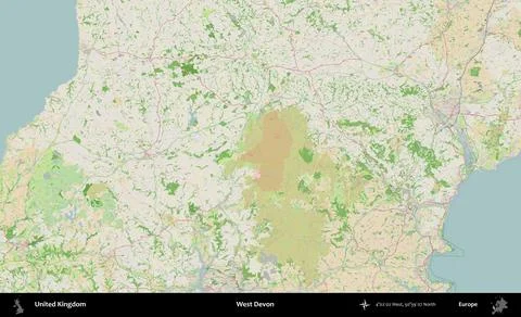 West Devon, United Kingdom. OpenStreetMap French Stock Illustration