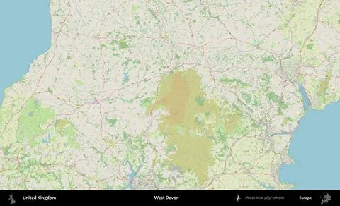 West Devon, United Kingdom. OpenStreetMap German Stock Illustration