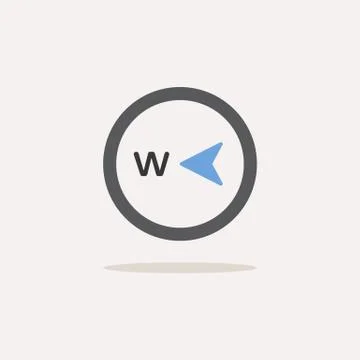 West direction. Color icon with shadow. Weather vector illustration Stock Illustration