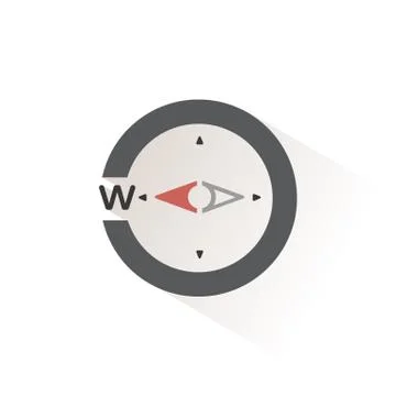 West direction. Compass. Isolated color icon. Weather vector illustration Stock Illustration