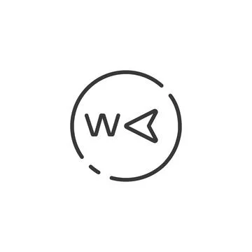 West direction thin line icon. Isolated weather vector illustration Stock Illustration