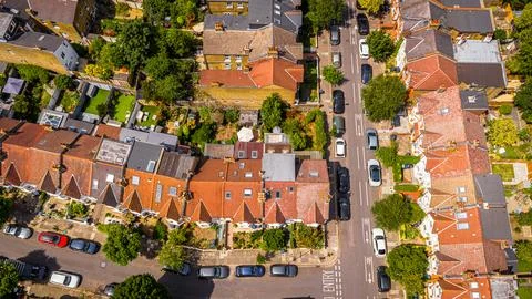 West Ealing Suburb with dense housing and green streets in London England Stock Photos