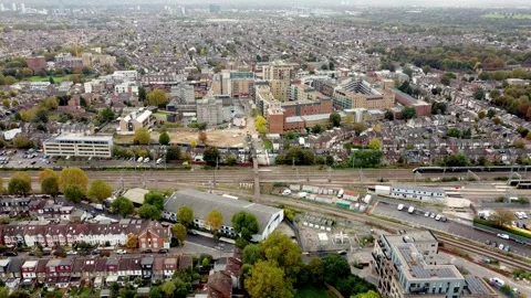 West Ealing town centre from Drayton Green, London, England. Stock Footage 179015763