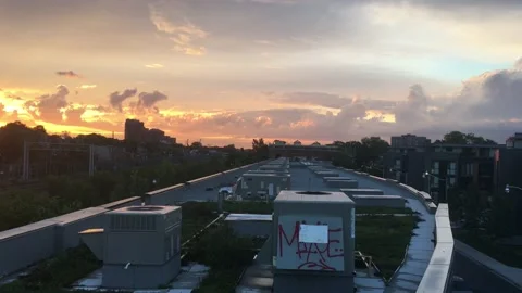 West End Rooftops Sunset Toronto 4K Stock Footage 143158054