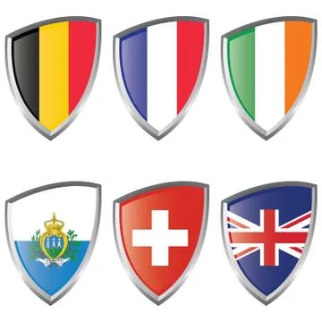 West  Europe Shield Flags Stock Illustration