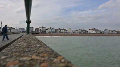 West facing view of the beach in Deal Stock Footage 268022387