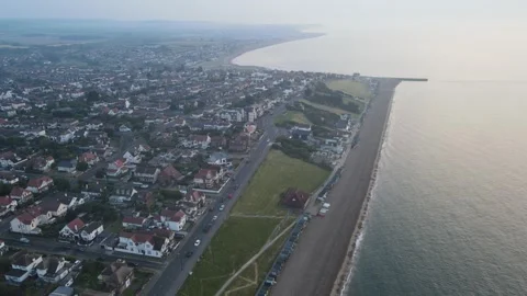 West facing view of the coastline at Hampton, Kent Stock Footage 250461889
