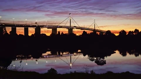 West Gate bridge at sunset in Melbourne, Australia Stock Footage 197102682