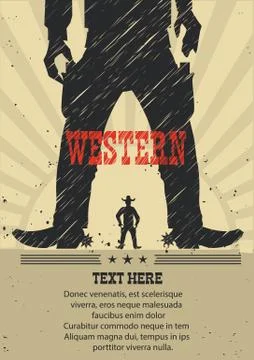 West gunfight poster for text. Vector illustration Stock Illustration