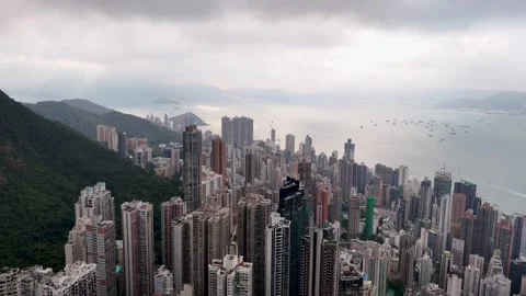 West Hong Kong drone view, cloudy day Stock Footage 337761010