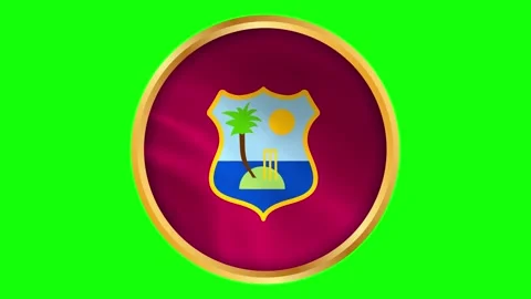 West Indies Cricket Round Framed Wavy Flag Circular Blowing Sporting Flag Stock-Footage 332996338