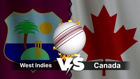 West Indies vs Canada 4K Animated Cricket Intro with Flags and Ball Motion Stock Footage 311115434