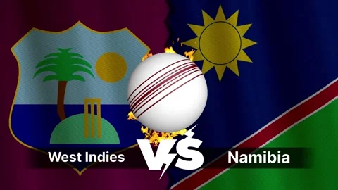West Indies vs Namibia 4K Animated Cricket Intro with Flags and Ball Motion Video stock 311115473