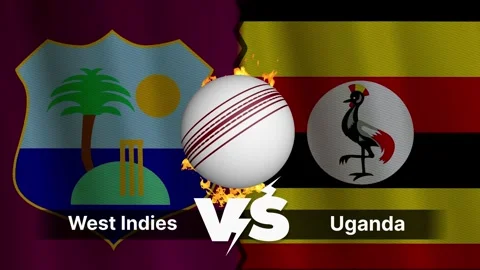 West Indies vs Uganda 4K Animated Cricket Intro with Flags and Ball Motion Stock Footage 311115537
