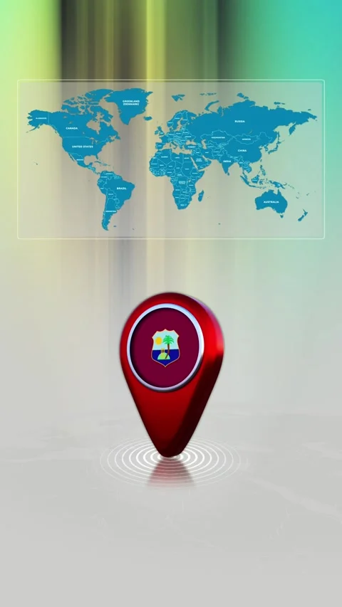 WEST INDIES World Map Pin Location Background Loop Vertical Stock Footage 343194682