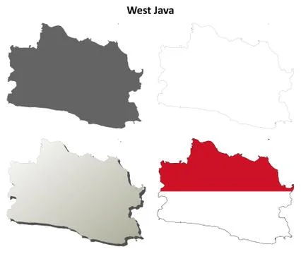 West Java blank outline map set Stock-Illustration