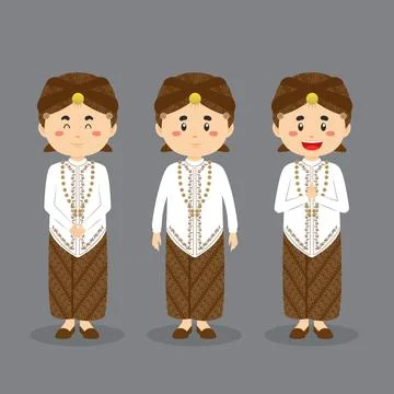 West Java Character with Various Expression Stock-Illustration
