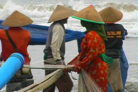 West Java Fishermen 18 Stock Footage 612482