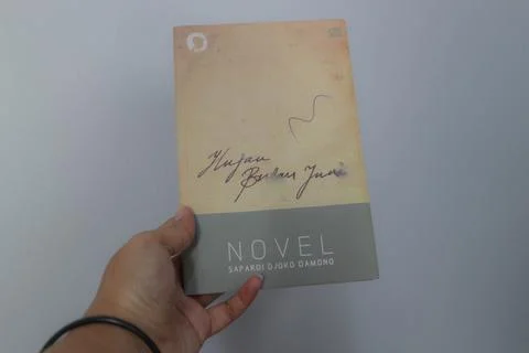 West Java, Indonesia on July 2022. A hand is holding a novel which is very .. Foto stock