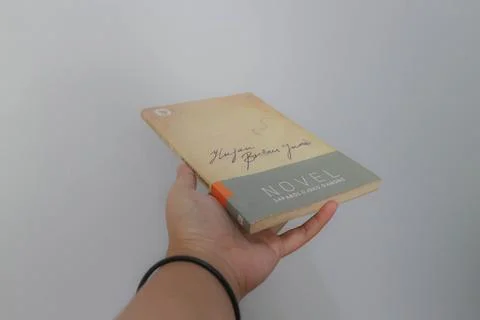 West Java, Indonesia on July 2022. A hand is holding a novel which is very .. Stock Photos