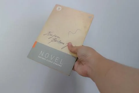 West Java, Indonesia on July 2022. A hand is holding a novel which is very .. Stock Photos