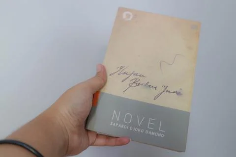 West Java, Indonesia on July 2022. A hand is holding a novel which is very .. Stock-Fotos