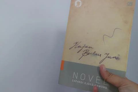 West Java, Indonesia on July 2022. A hand is holding a novel which is very .. Stock Photos