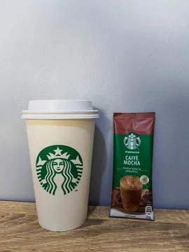 West Java, Indonesia on October 2022. One sachet of Starbucks premium coffee  Fotos de archivo