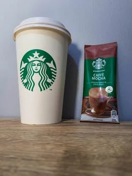 West Java, Indonesia on October 2022. One sachet of Starbucks premium coffee  Stock Photos