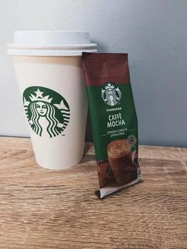 West Java, Indonesia on October 2022. One sachet of Starbucks premium coffee  Stock Photos