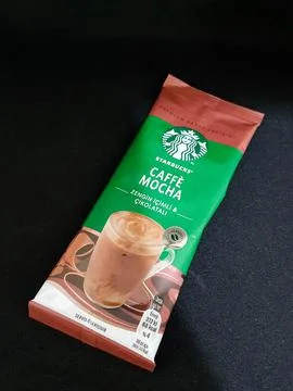 West Java, Indonesia on October 2022. One sachet of Starbucks premium coffee  Stock-Fotos