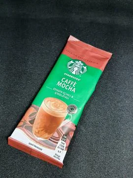 West Java, Indonesia on October 2022. One sachet of Starbucks premium coffee  Photos