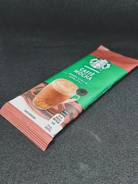 West Java, Indonesia on October 2022. One sachet of Starbucks premium coffee  Stock Photos