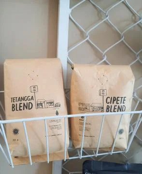 West Java, Indonesia in October 2022. Two local Indonesian coffees with the T 库存照片