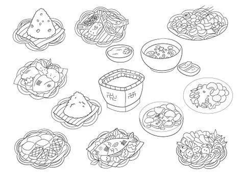 West Java Traditional Main Food Vector Illustration Ilustración de archivo