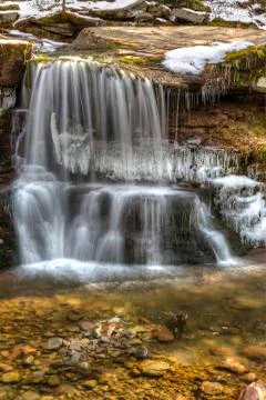 West Kill Falls Cascade and Pool Stock Photos