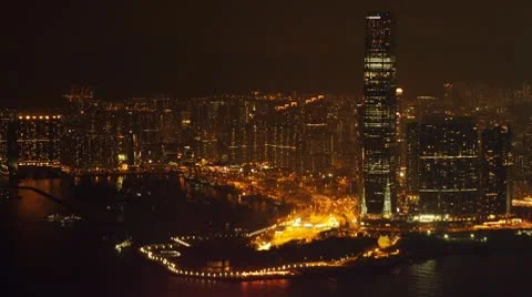 West Kowloon at night Stock Footage 9653701