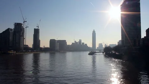 West From Lambeth Bridge  Stock Footage 75410655