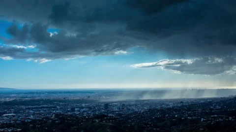 West Los Angeles Rainfall Overcast Weather Timelapse Stock Footage
