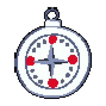 West nautical compass pixel art vector illustration 스톡 일러스트