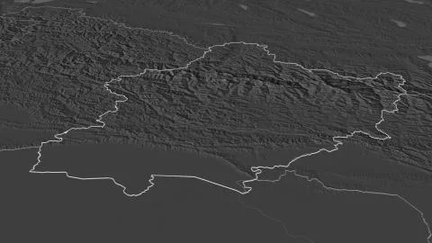 West, Nepal. Bilevel elevation map with surface waters Stock Illustration