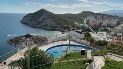 West part of Benidorm, view from hill Costa Blanca Spain 2022 Stock Footage 221258975