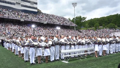 West Point Graduation Hat Toss, NORMAL SPEED &amp; SLOW MOTION Stock Footage 112581588
