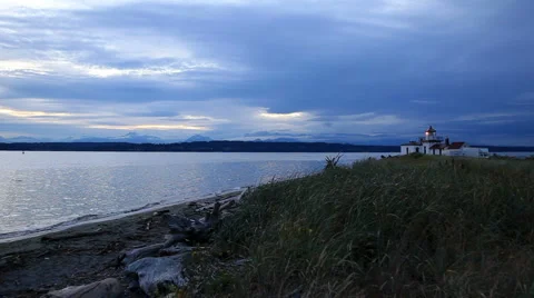 West Point Lighthouse in Discovery Park Seattle Stock Footage 931708