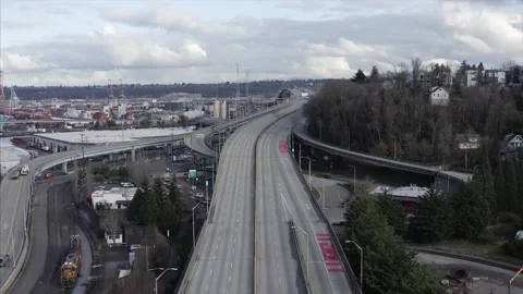 West Seattle Bridge Closed For Repairs, Seattle, Washington Drone Aerial View 스톡 동영상 335294985
