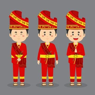 West Sumatra Character with Various Expression Stock Illustration
