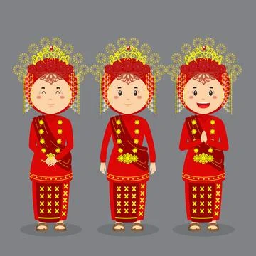 West Sumatra Character with Various Expression Stock Illustration